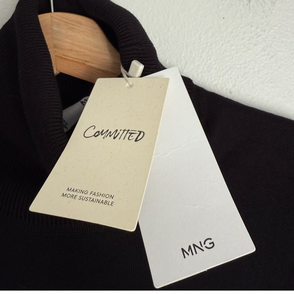 NWT Mango Short Sleeve Turtleneck Sweater in Black - Picture 8 of 9